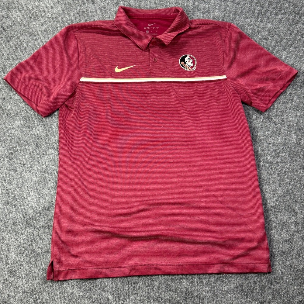 Florida State Seminoles Nike Polo Shirt Mens S Red Golf Dri Fit FSU Performance
